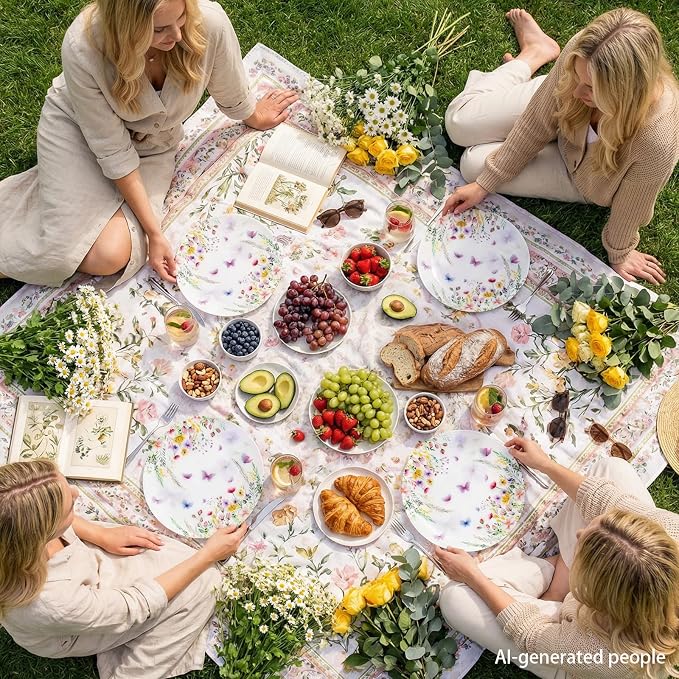 60PCS Wildflower Plates Disposable