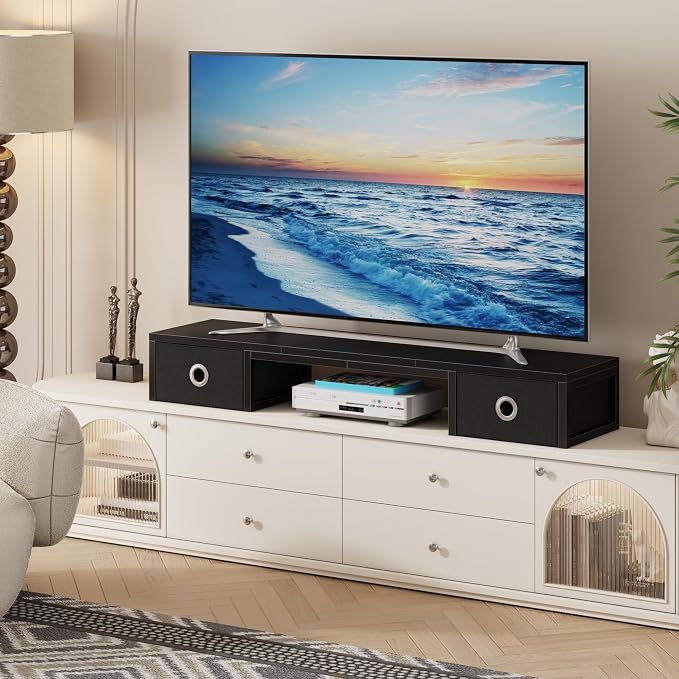 45" Large TV Riser with Fabric Drawers