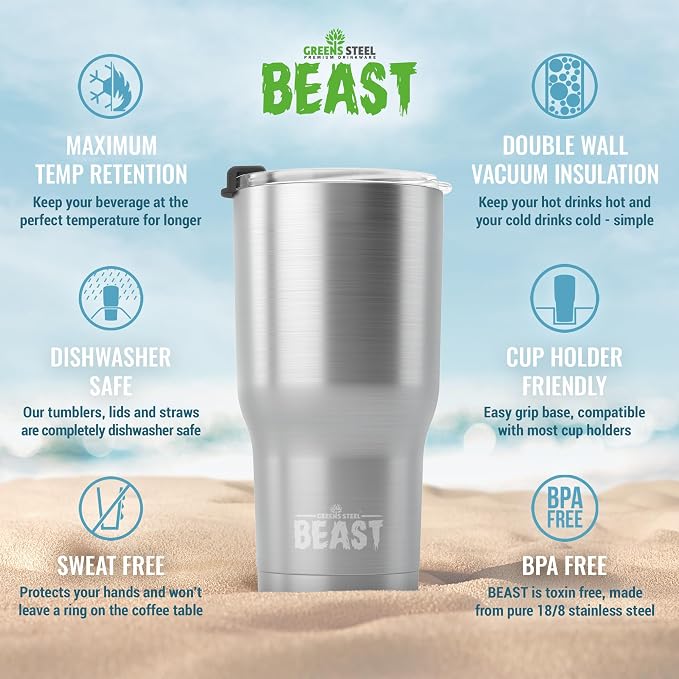 Beast 40 oz Tumbler Stainless Steel Vacuum Insulated Coffee Ice Cup Double Wall