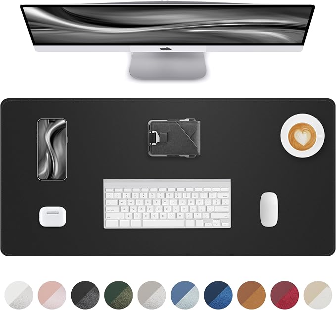 Leather Desk Pad Protector, Mouse Pad, Office Desk Mat, Non-Slip PU Leather