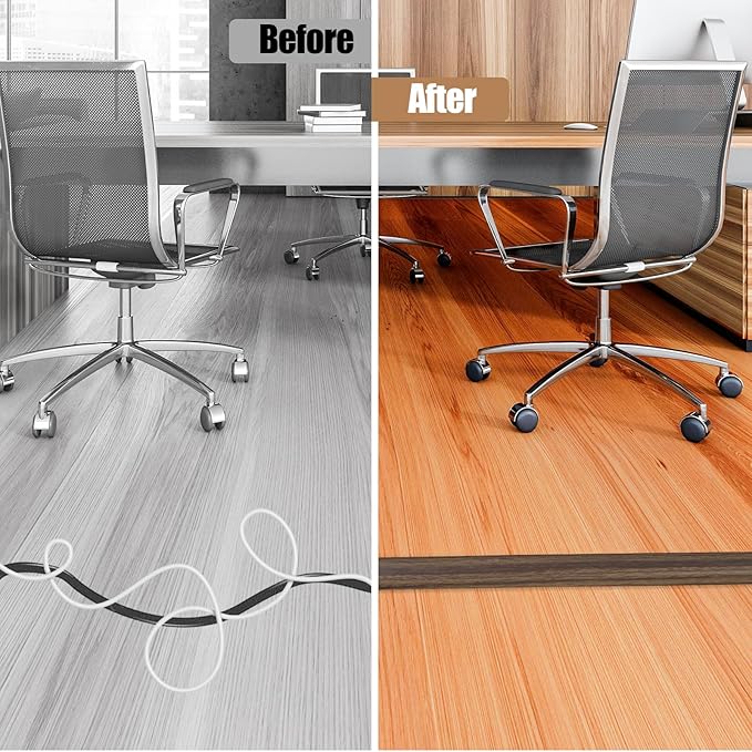 Floor Cord Cover Self Adhesive Cord Hider, 3.3FT Cable Management, Extension