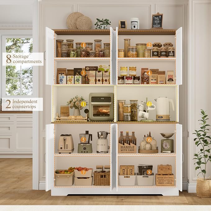 71" Tall Pantry Cabinet, Large Kitchen Hutch