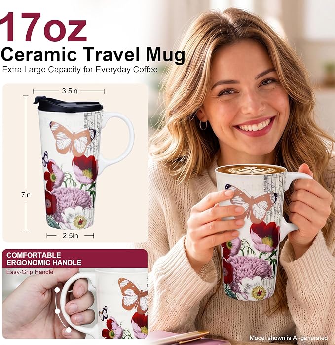 Topadorn 17oz Ceramic Travel Mug