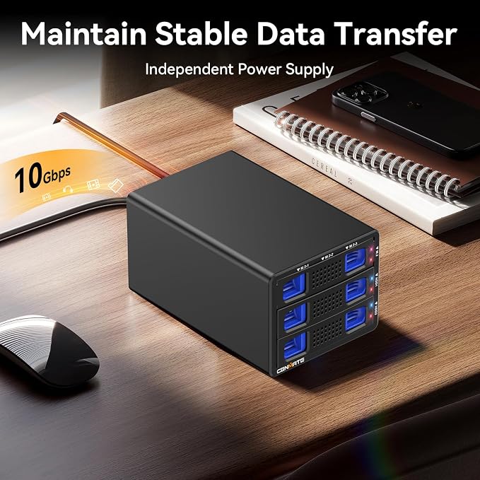Hybrid 2*2.5/3.5" SATA HDD/SSD+3* M / B+M Key M.2 NVMe Enclosure