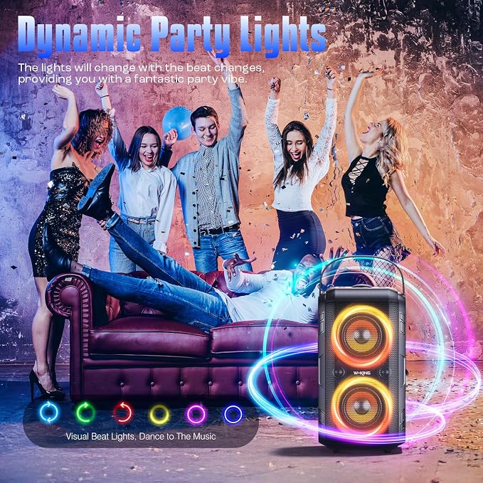 W-KING Party Loudest Portable Bluetooth Speaker Wireless Boom Box, 180W Max Big