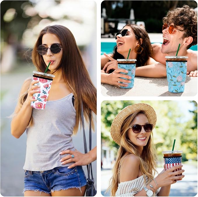 Cobetech Iced Coffee Sleeve Reusable, 3 Pack Neoprene Coffee Cup Sleeves