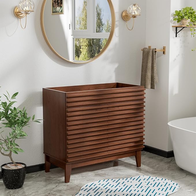 36" Bathroom Vanity, Mid-Century Freestanding Bathroom Cabinet Vanity