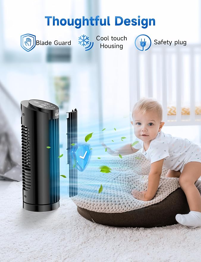 Grelife Tower Fan, Mechanical Controls, 3 Speed Settings, 90° Oscillation
