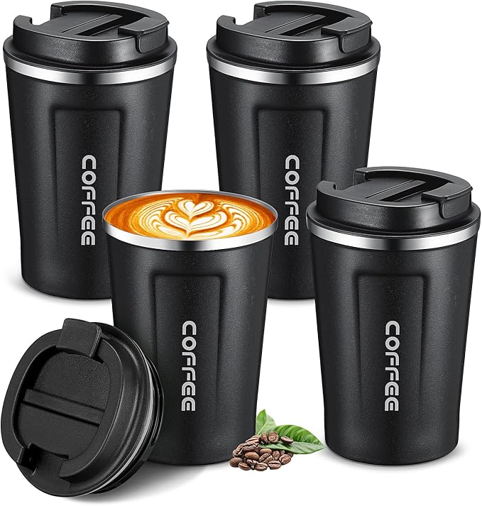 Sieral 4 Pcs 13 oz Travel Coffee Mug Insulated Reusable Coffee Cups
