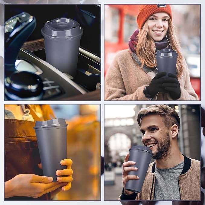 Domensi 15 Pack Reusable Plastic Coffee Cups