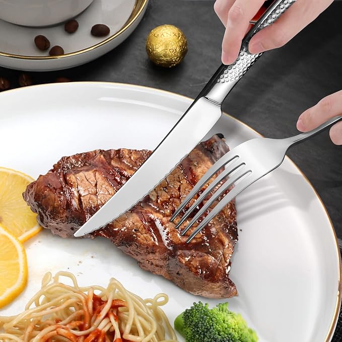 Hammered 30 Pieces Set Silverware Set