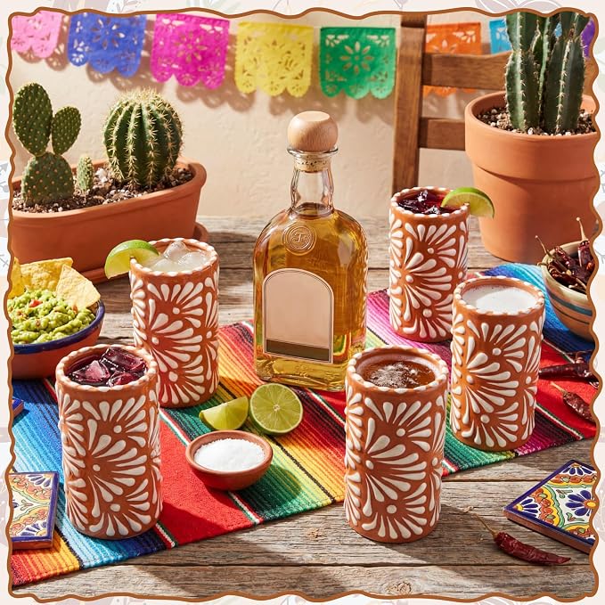 24 Set Cielito Lindo Party Favors, Terracotta, Handleless | Mexican Tequila