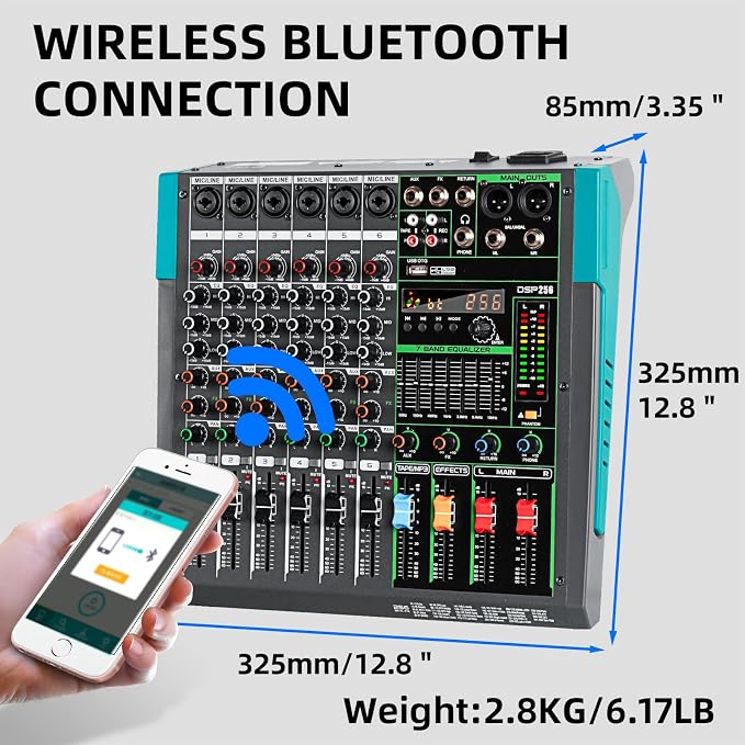 Depusheng PA6 professional DJ audio mixer 6 channel input built-in 256 kinds of