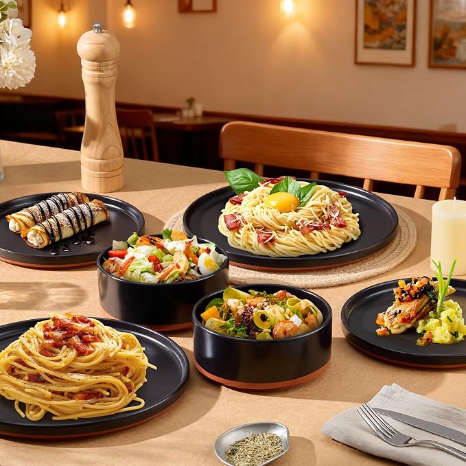 LIANYU 12 Pieces Porcelain Dinnerware Set, Dishes Set