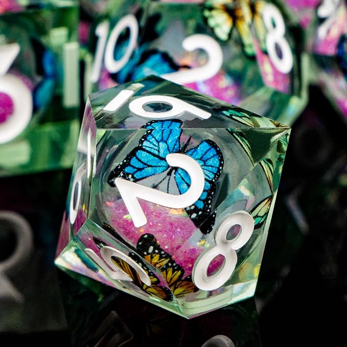 Butterfly DND Dice Pink Liquid Core Dice Set