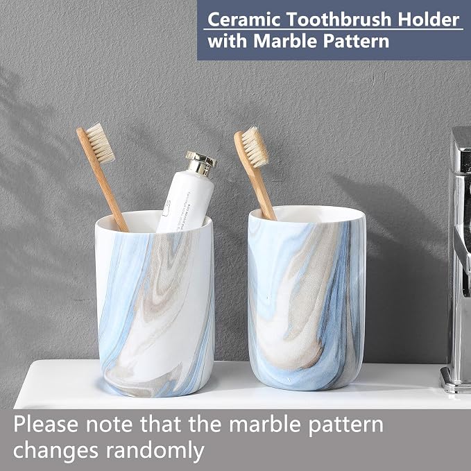 Blue Marble Toothbrush Holders