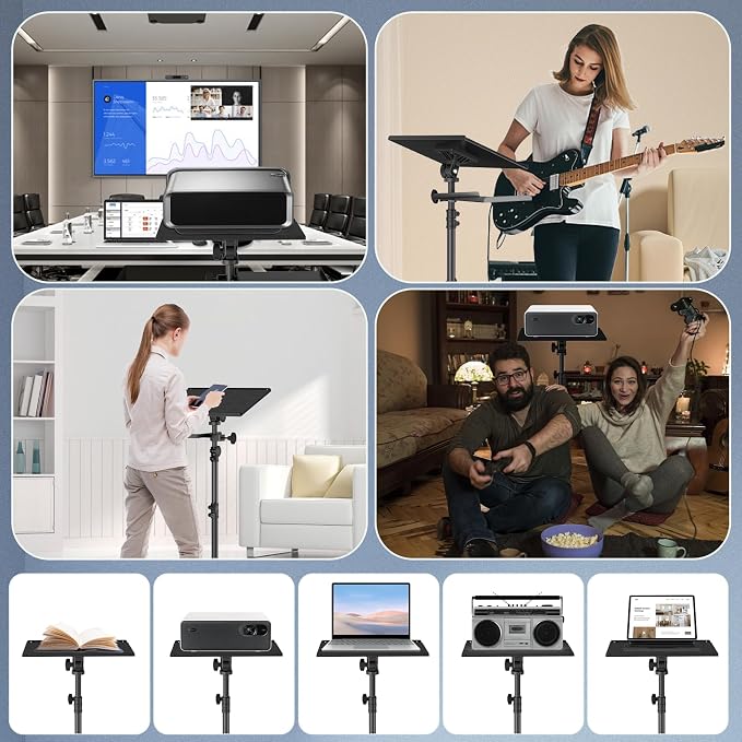 Projector Tripod Stand with Wheels, Portable Laptop Floor Support with Mouse