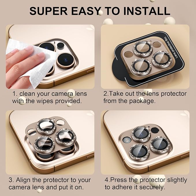 beuxece Compatible for iPhone 16 Pro/iPhone 16 Pro Max Camera Lens Protector