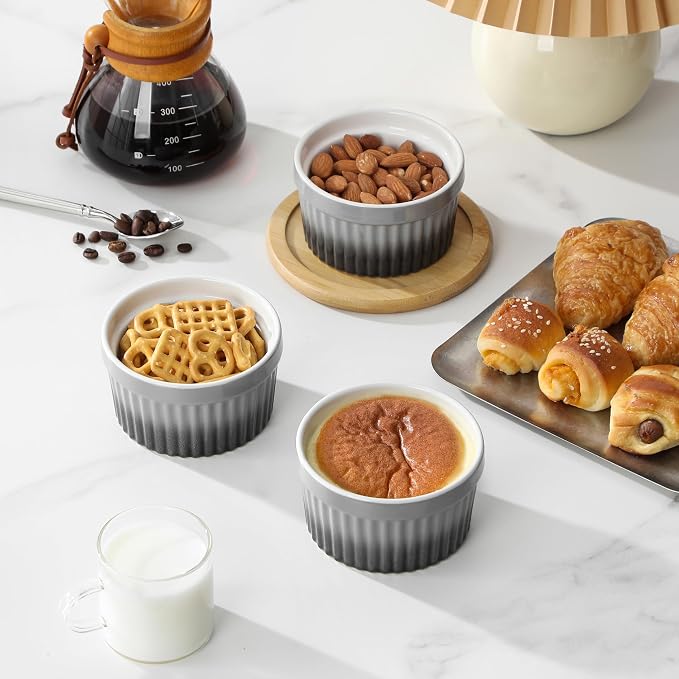 MALACASA Ramekins 8 oz Oven Safe, Large Ceramic Souffle Dishes
