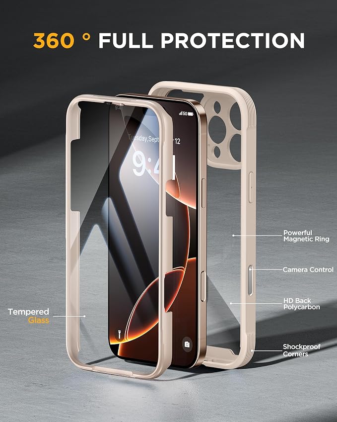 Miracase Magnetic for iPhone 16 Pro Case Full-Body Phone