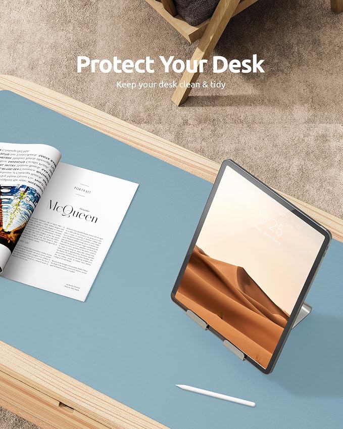 YSAGi Leather Desk Protector, Office Mat, Large Mouse Mat, Non-Slip PU Leather