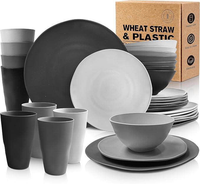 Teivio 32-Piece Plates and Bowls Sets