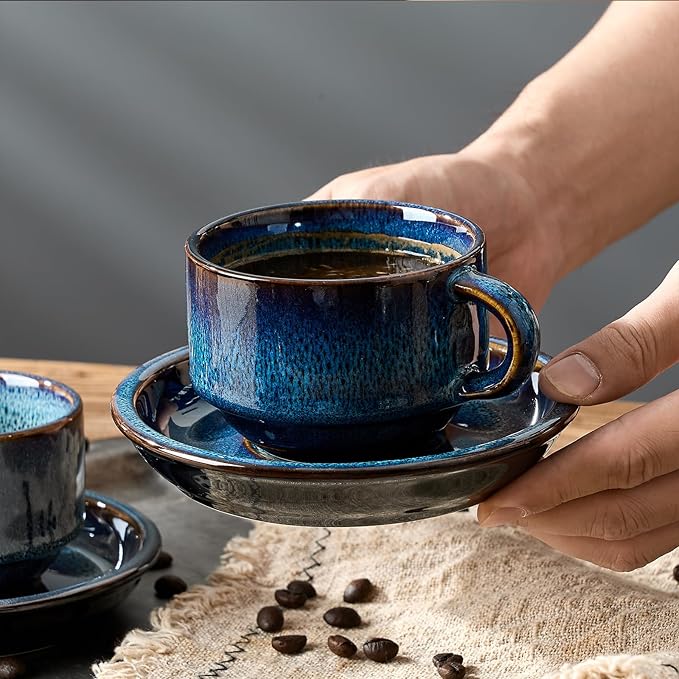 JIEMEI HOME Porcelain Stackable Cappuccino Cups