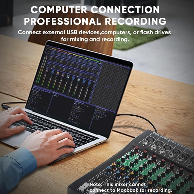 6 Channel Audio Mixer, Professional DJ Mixer Board Sound Music Mixing Console
