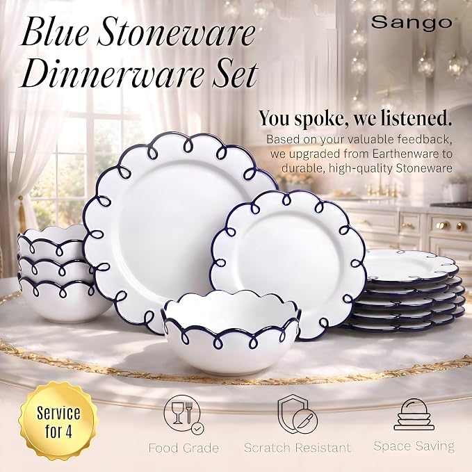 Sango 12-Piece Stoneware Dinnerware Set
