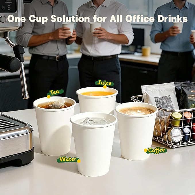 480 Pack 8 oz White Paper Cups, Disposable Coffee Cups