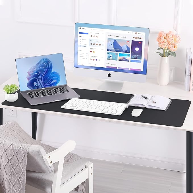 Large Desk Mat 47.2" x 17" Leather Desk Pad Protector