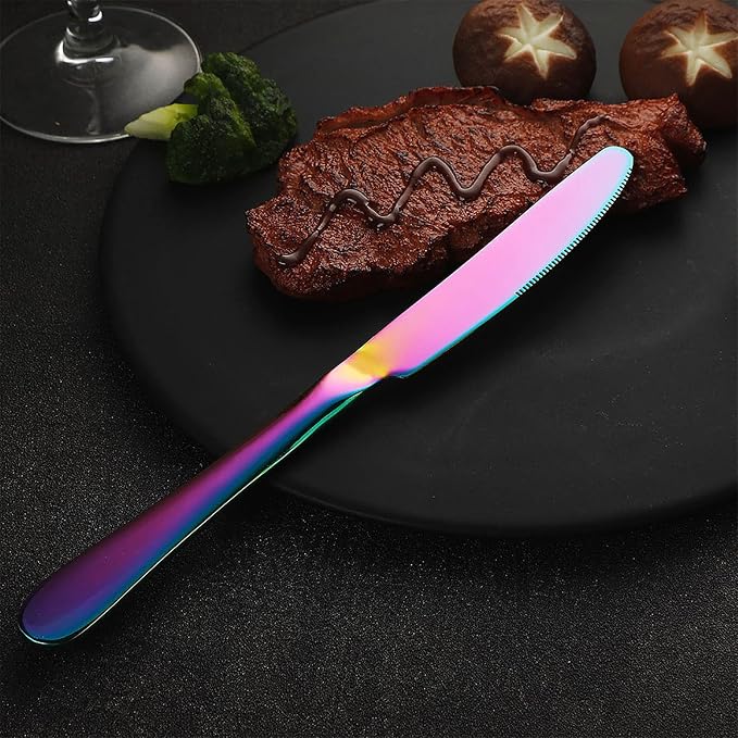 VANDBAO Rainbow Flatware Cutlery Silverware Set 20 Pieces, Stainless Steel