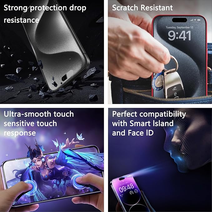9H Tempered Glass, Anti-Glare, Full Coverage, Anti-Fingerprint, Auto Dust