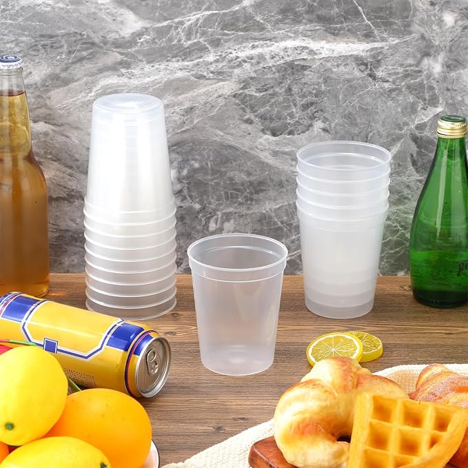 Yungyan 200 Pack 16 oz Stadium Cups Reusable Plastic Cups Blank Drink Stadium
