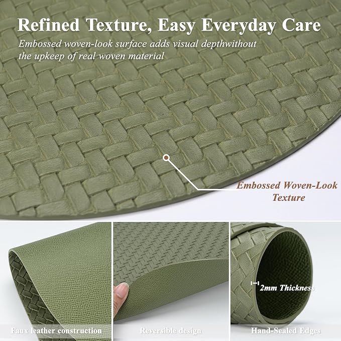 Woven Faux Leather Oval Placemats Set of 4/6