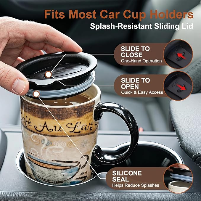 Topadorn 17oz Ceramic Travel Mug