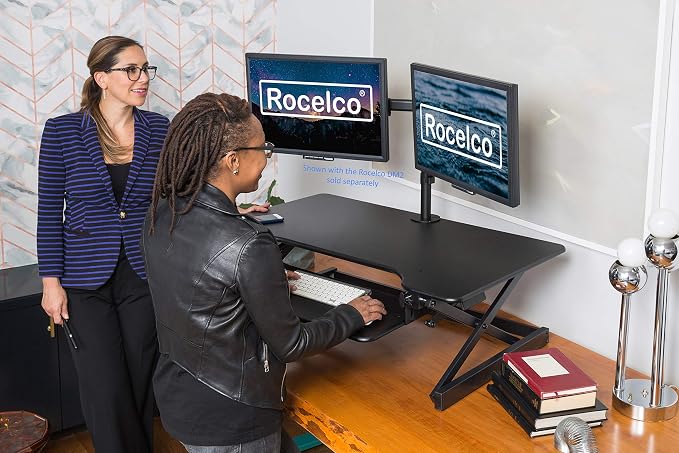 Rocelco 38" Large Height Adjustable Standing Desk Converter