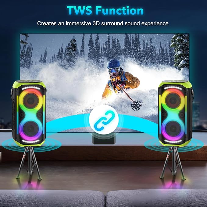 Bluetooth Speaker 160W Loud Wireless Boombox Portable Big Powerful Deep Bass