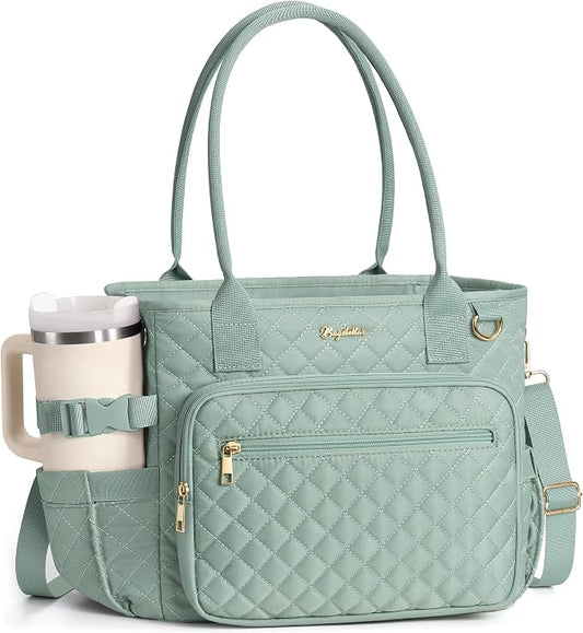 Lunch Box for Women Insulated Lunch Bag Quilted Soft Cooler Tote | 7 Pocket