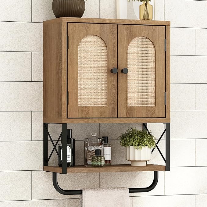 Rattan Bathroom Wall Cabinet