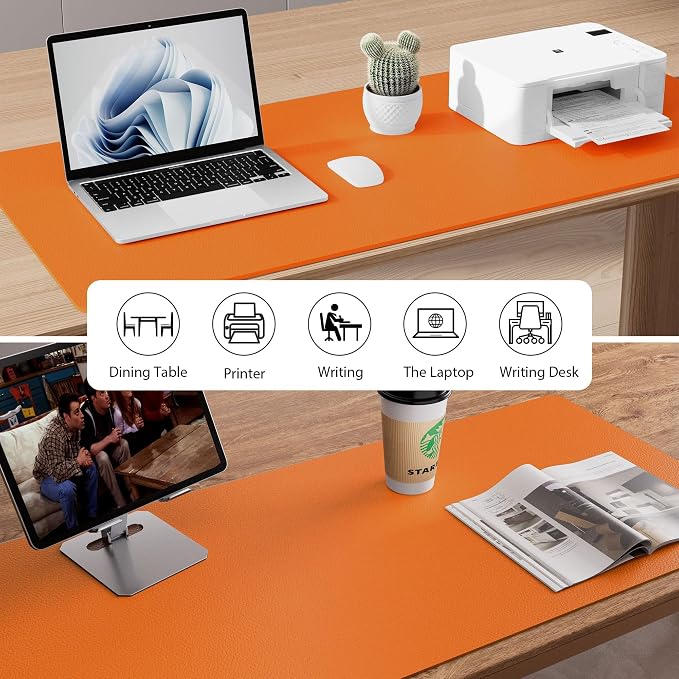 Aothia Leather Desk Pad Protector, Mouse Pad, Office Desk Mat, Non-Slip PU