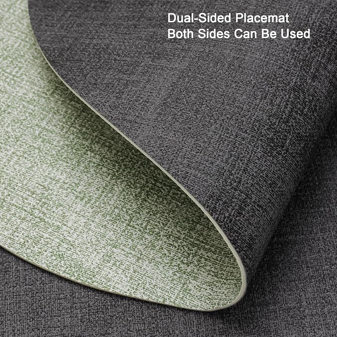 Placemats and Coasters, Washable Reversible Placemats Round Faux Leather