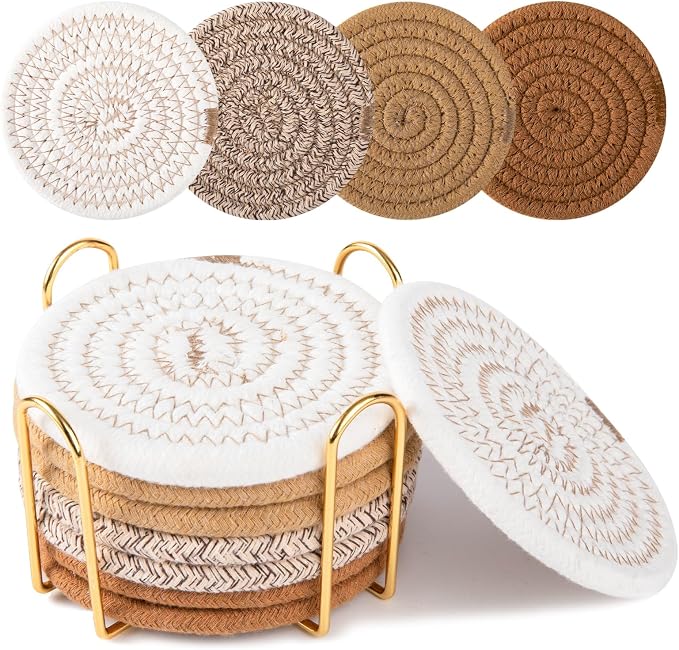 OIAHOMY 8 Pcs Coasters with Holder