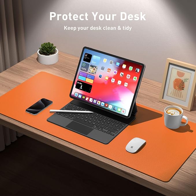 Aothia Leather Desk Pad Protector, Mouse Pad, Office Desk Mat, Non-Slip PU