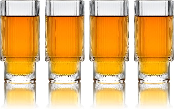 Greenline Goods Ripple Drinking Glasses - 12 oz Modern Kitchen Glassware Set