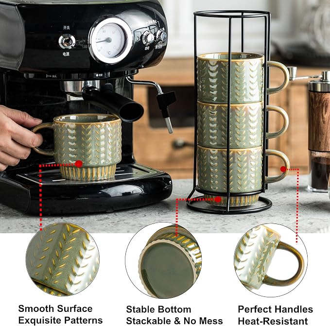 Miamolo Stackable Coffee Mugs Set of 4