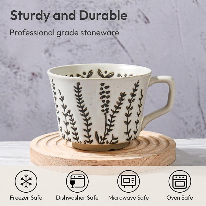 11 oz Ceramic Coffee Mug, Stoneware Teacup