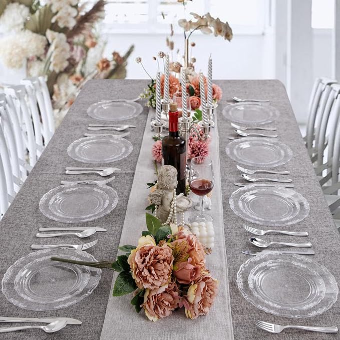 U-QE 60PCS Clear Plastic Plates