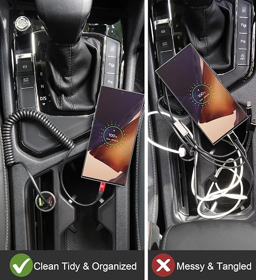 Coiled USB A to USB C Cable for Car 6FT 2Pack USB C Charger Cable Fast Charging