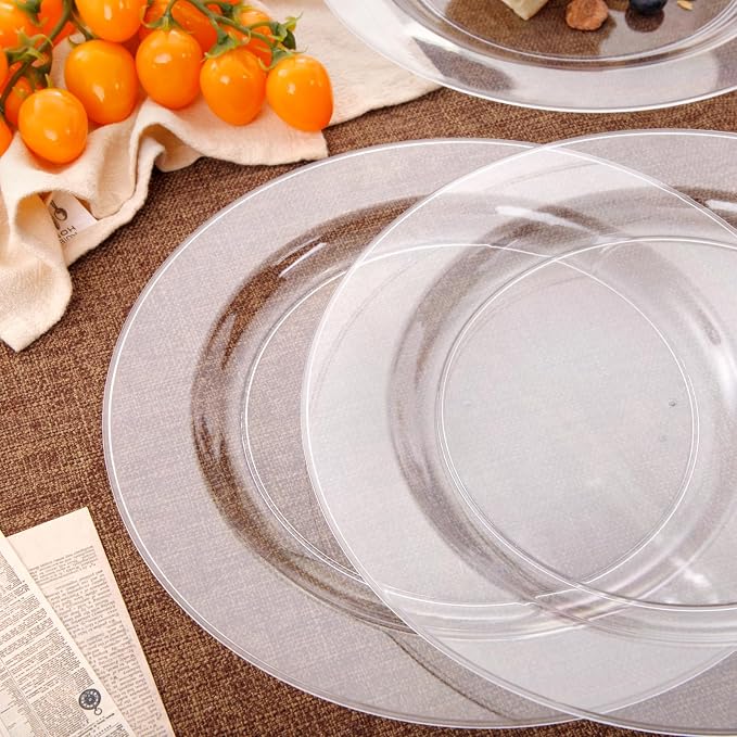 bUCLA 30PCS Clear Plastic Dinner Plates Disposable